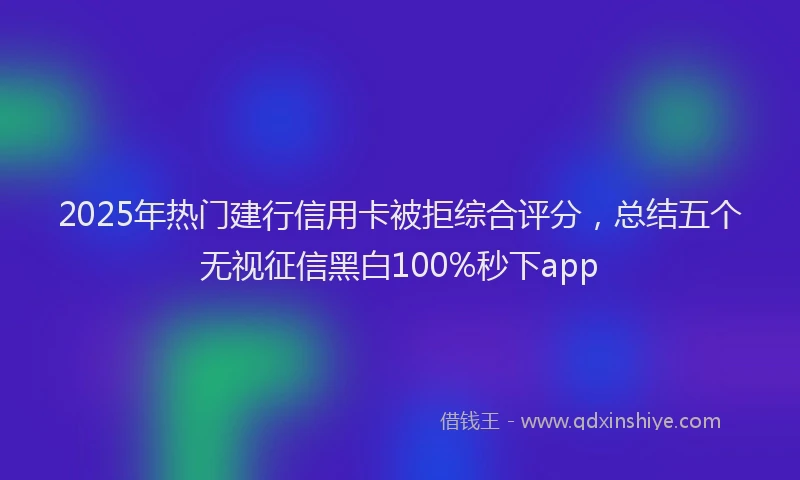 2025年热门建行信用卡被拒综合评分，总结五个无视征信黑白100%秒下app