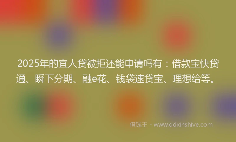 2025年的宜人贷被拒还能申请吗有：借款宝快贷通、瞬下分期、融e花、钱袋速贷宝、理想给等。