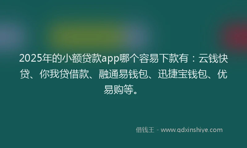 2025年的小额贷款app哪个容易下款有：云钱快贷、你我贷借款、融通易钱包、迅捷宝钱包、优易购等。