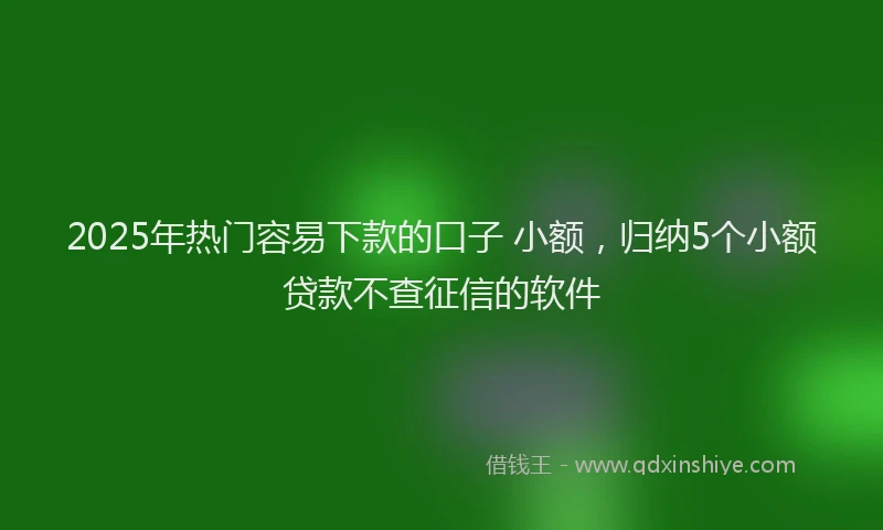 2025年热门容易下款的口子 小额，归纳5个小额贷款不查征信的软件
