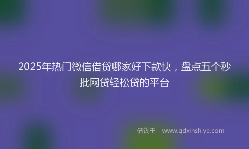2025年热门微信借贷哪家好下款快，盘点五个秒批网贷轻松贷的平台