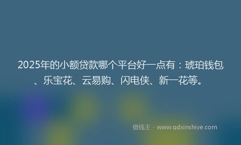 2025年的小额贷款哪个平台好一点有：琥珀钱包、乐宝花、云易购、闪电侠、新一花等。