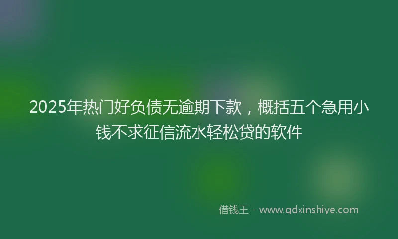 2025年热门好负债无逾期下款，概括五个急用小钱不求征信流水轻松贷的软件