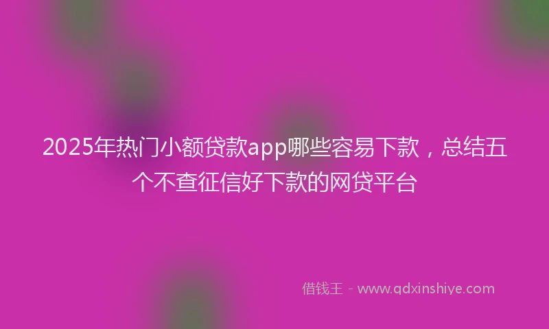 2025年热门小额贷款app哪些容易下款，总结五个不查征信好下款的网贷平台