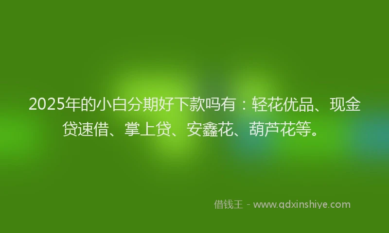 2025年的小白分期好下款吗有：轻花优品、现金贷速借、掌上贷、安鑫花、葫芦花等。