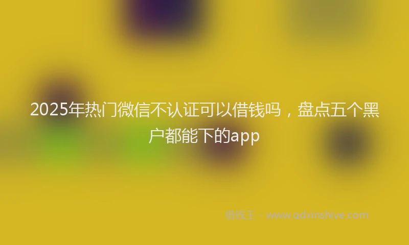 2025年热门微信不认证可以借钱吗，盘点五个黑户都能下的app