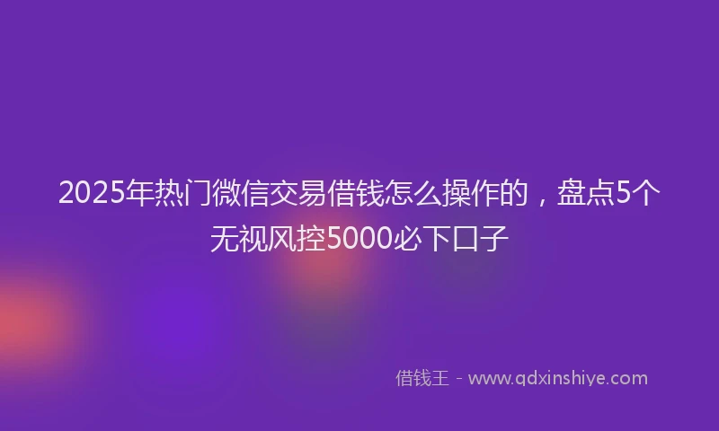 2025年热门微信交易借钱怎么操作的，盘点5个无视风控5000必下口子