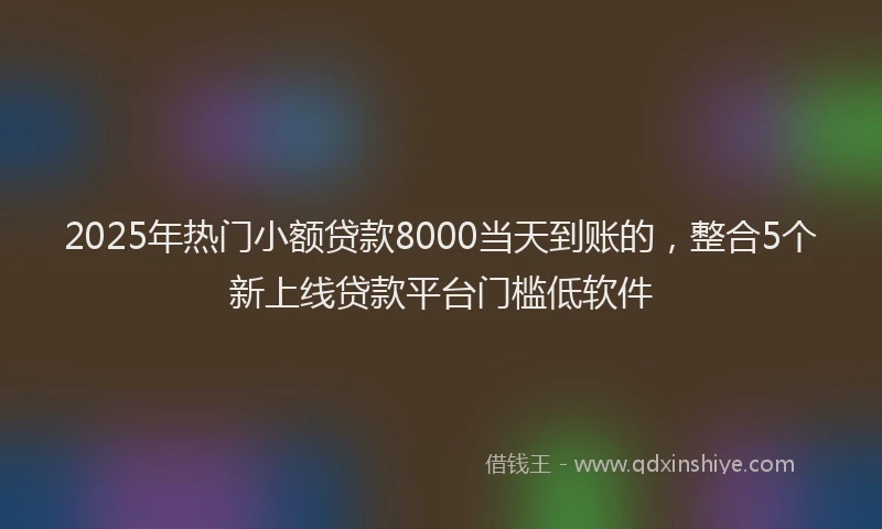 2025年热门小额贷款8000当天到账的，整合5个新上线贷款平台门槛低软件