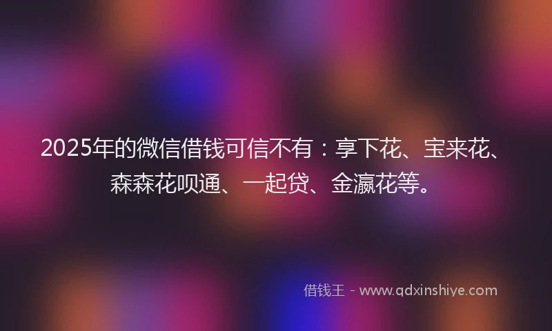 2025年的微信借钱可信不有：享下花、宝来花、森森花呗通、一起贷、金瀛花等。