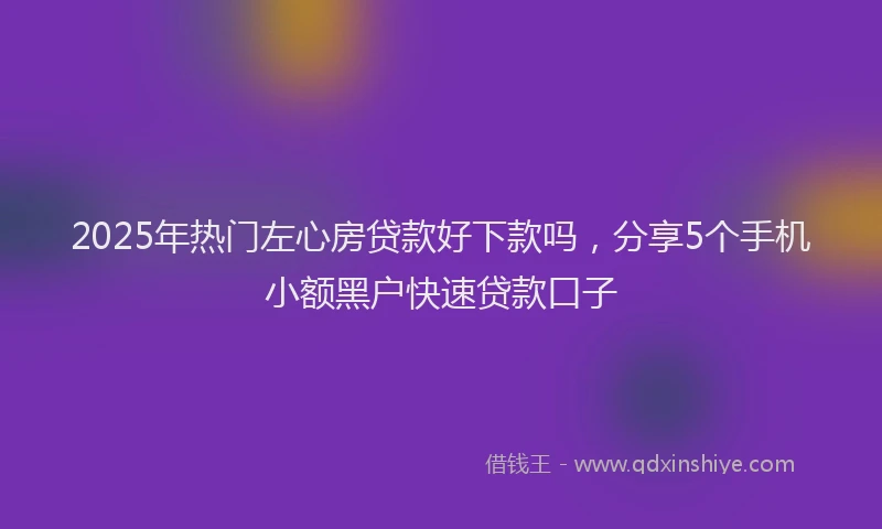 2025年热门左心房贷款好下款吗，分享5个手机小额黑户快速贷款口子