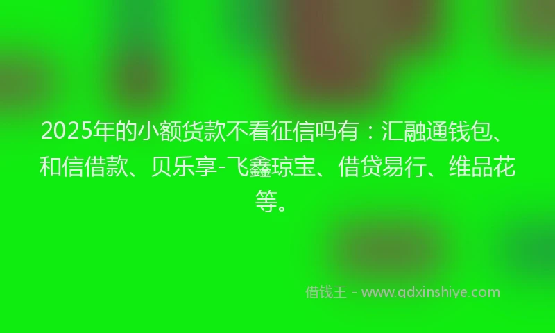 2025年的小额货款不看征信吗有：汇融通钱包、和信借款、贝乐享-飞鑫琼宝、借贷易行、维品花等。