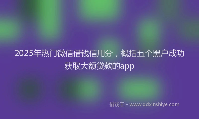 2025年热门微信借钱信用分，概括五个黑户成功获取大额贷款的app