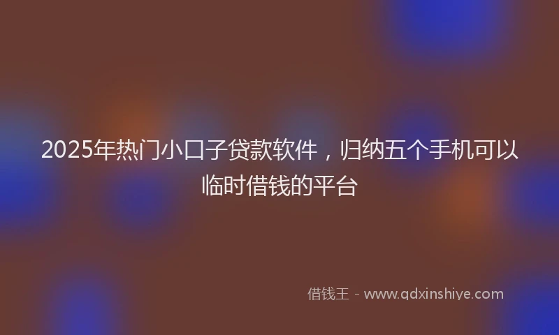 2025年热门小口子贷款软件，归纳五个手机可以临时借钱的平台