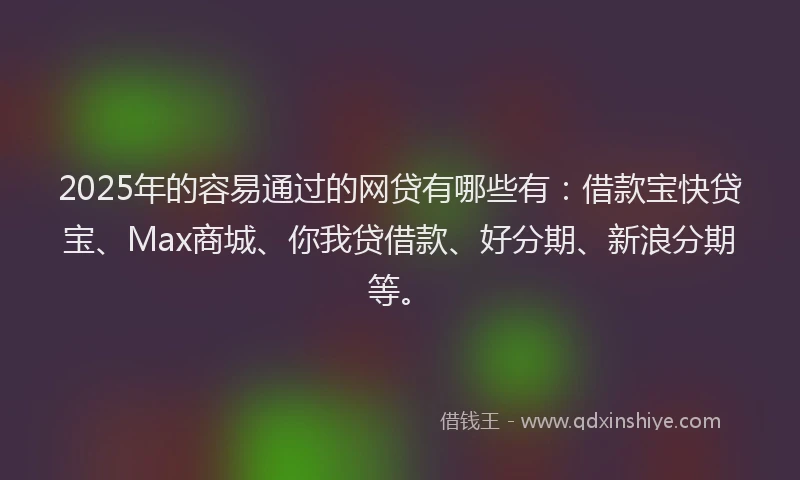 2025年的容易通过的网贷有哪些有：借款宝快贷宝、Max商城、你我贷借款、好分期、新浪分期等。