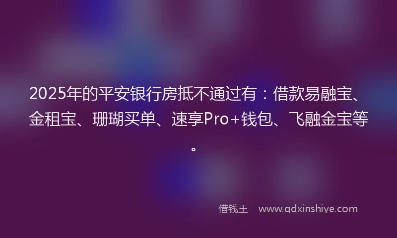 2025年的平安银行房抵不通过有：借款易融宝、金租宝、珊瑚买单、速享Pro+钱包、飞融金宝等。