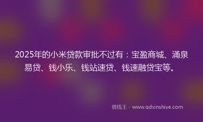 2025年的小米贷款审批不过有：宝盈商城、涌泉易贷、钱小乐、钱站速贷、钱速融贷宝等。