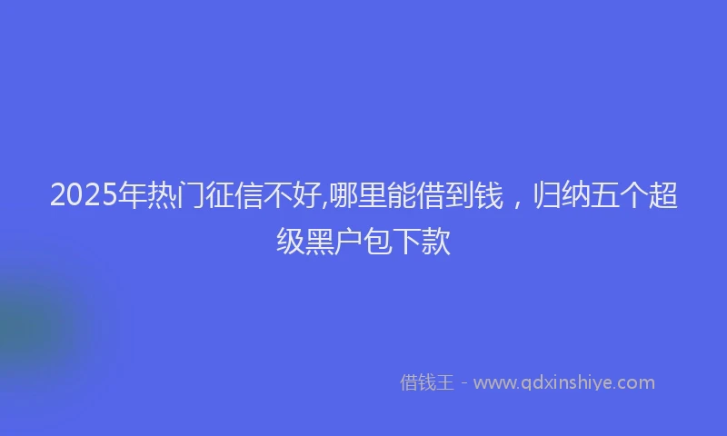 2025年热门征信不好,哪里能借到钱，归纳五个超级黑户包下款