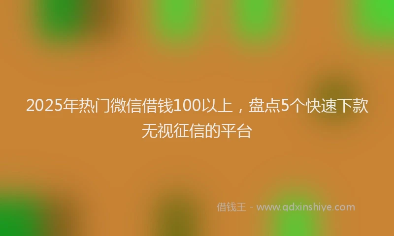 2025年热门微信借钱100以上，盘点5个快速下款无视征信的平台