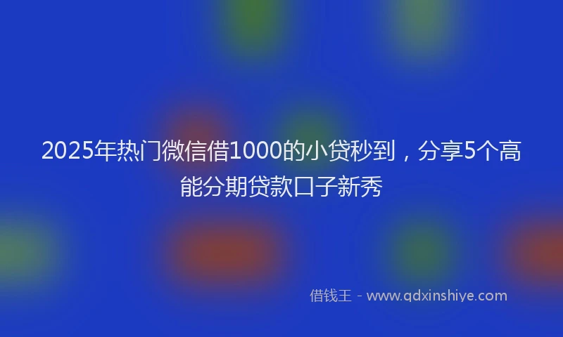 2025年热门微信借1000的小贷秒到，分享5个高能分期贷款口子新秀
