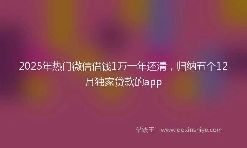 2025年热门微信借钱1万一年还清，归纳五个12月独家贷款的app