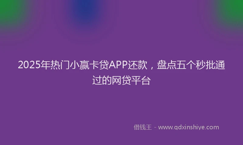 2025年热门小赢卡贷APP还款，盘点五个秒批通过的网贷平台