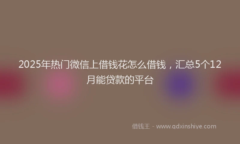 2025年热门微信上借钱花怎么借钱，汇总5个12月能贷款的平台