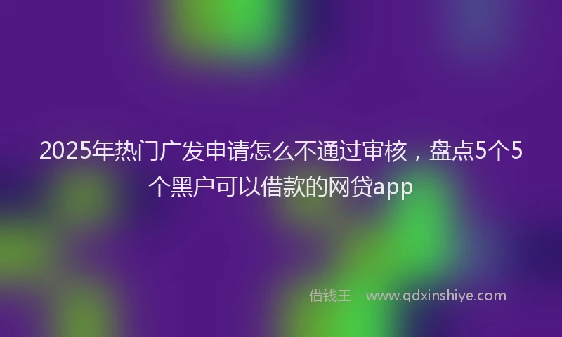 2025年热门广发申请怎么不通过审核，盘点5个5个黑户可以借款的网贷app