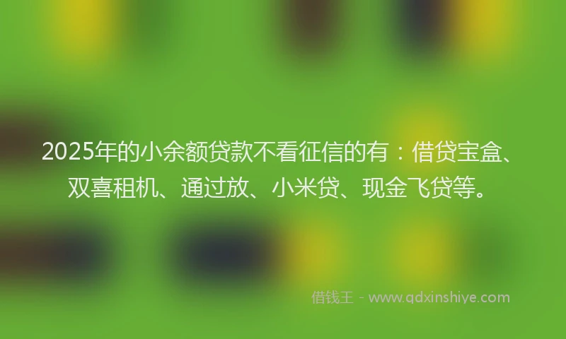 2025年的小余额贷款不看征信的有：借贷宝盒、双喜租机、通过放、小米贷、现金飞贷等。