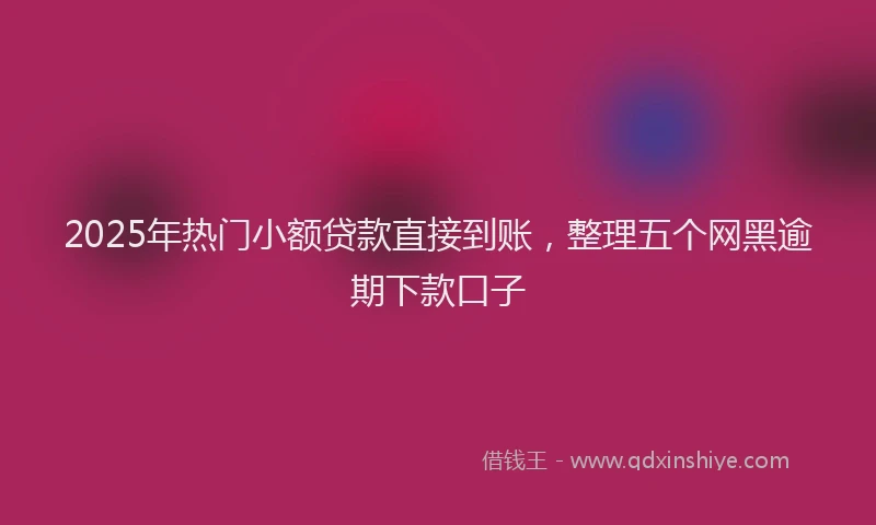 2025年热门小额贷款直接到账，整理五个网黑逾期下款口子