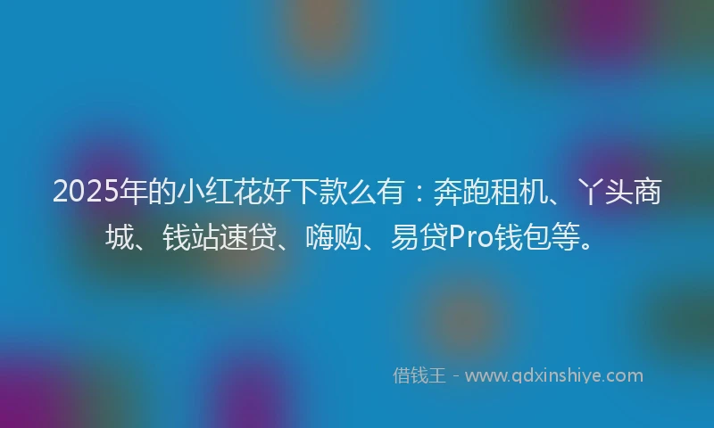 2025年的小红花好下款么有：奔跑租机、丫头商城、钱站速贷、嗨购、易贷Pro钱包等。