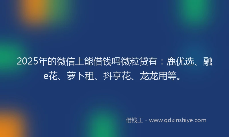 2025年的微信上能借钱吗微粒贷有：鹿优选、融e花、萝卜租、抖享花、龙龙用等。
