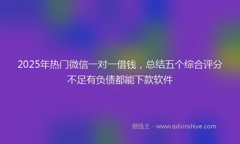 2025年热门微信一对一借钱，总结五个综合评分不足有负债都能下款软件
