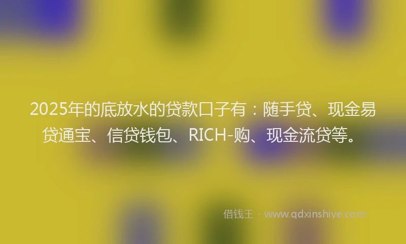 2025年的底放水的贷款口子有：随手贷、现金易贷通宝、信贷钱包、RICH-购、现金流贷等。