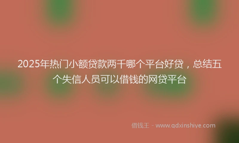 2025年热门小额贷款两千哪个平台好贷，总结五个失信人员可以借钱的网贷平台