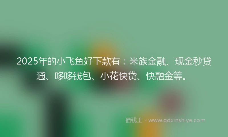 2025年的小飞鱼好下款有：米族金融、现金秒贷通、哆哆钱包、小花快贷、快融金等。