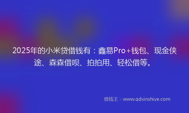 2025年的小米贷借钱有：鑫易Pro+钱包、现金侠途、森森借呗、拍拍用、轻松借等。