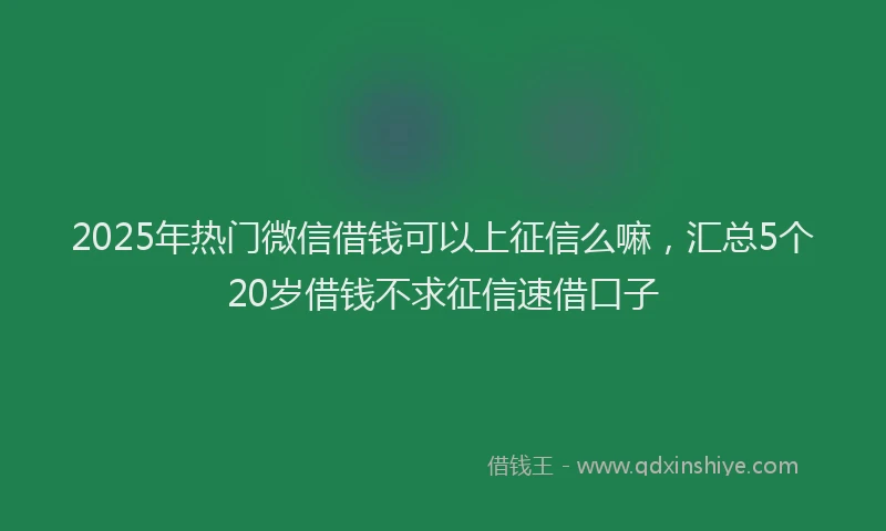 2025年热门微信借钱可以上征信么嘛，汇总5个20岁借钱不求征信速借口子