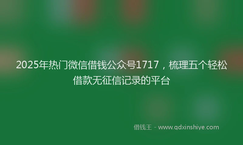 2025年热门微信借钱公众号1717，梳理五个轻松借款无征信记录的平台