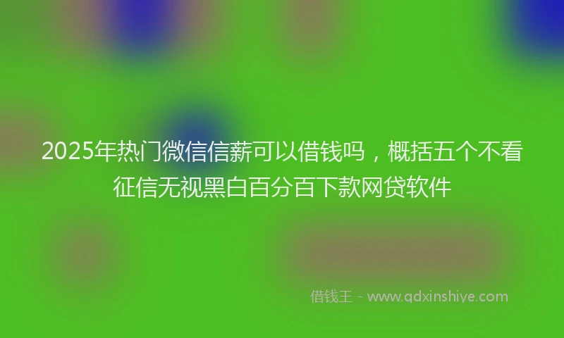 2025年热门微信信薪可以借钱吗，概括五个不看征信无视黑白百分百下款网贷软件