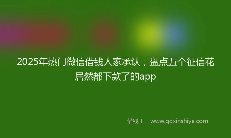 2025年热门微信借钱人家承认，盘点五个征信花居然都下款了的app