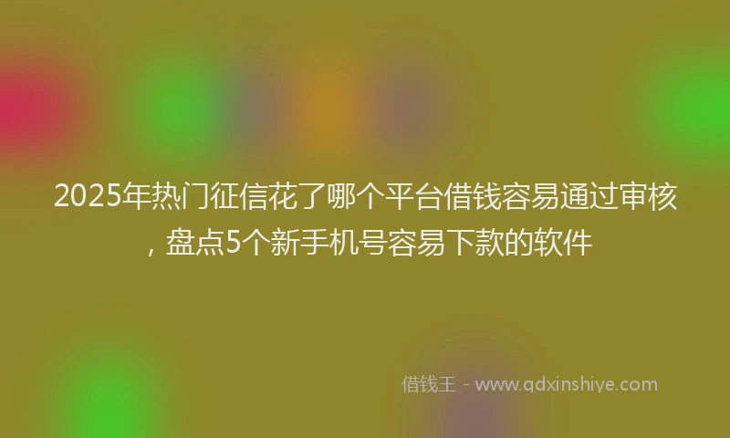 2025年热门征信花了哪个平台借钱容易通过审核，盘点5个新手机号容易下款的软件