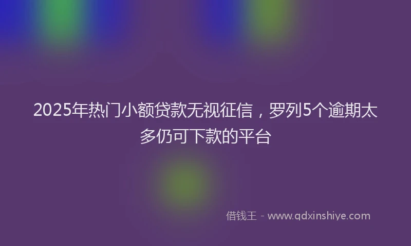 2025年热门小额贷款无视征信，罗列5个逾期太多仍可下款的平台