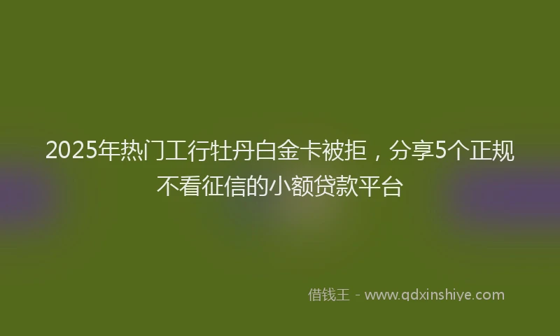 2025年热门工行牡丹白金卡被拒，分享5个正规不看征信的小额贷款平台