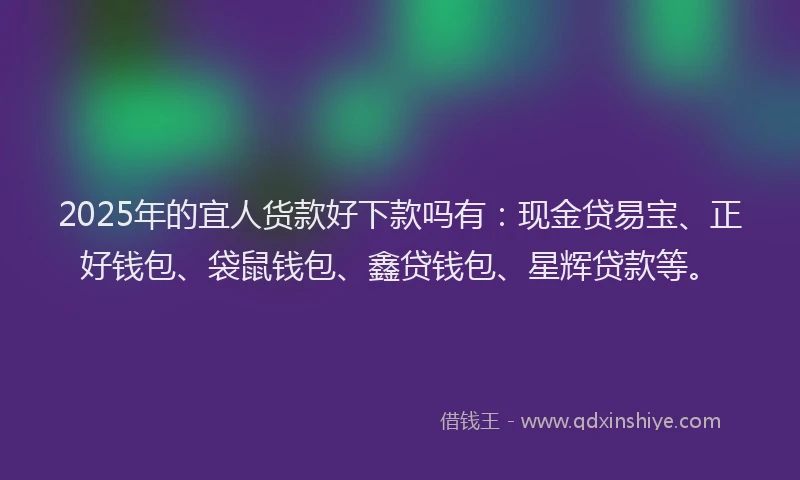 2025年的宜人货款好下款吗有：现金贷易宝、正好钱包、袋鼠钱包、鑫贷钱包、星辉贷款等。