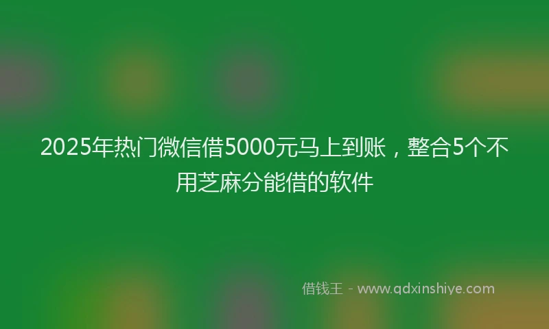 2025年热门微信借5000元马上到账，整合5个不用芝麻分能借的软件