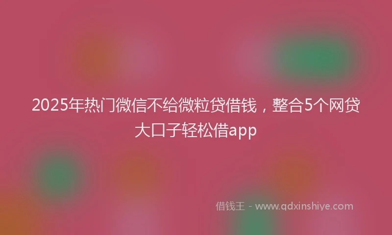 2025年热门微信不给微粒贷借钱，整合5个网贷大口子轻松借app