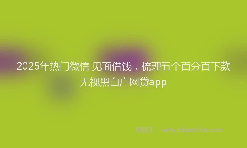 2025年热门微信 见面借钱，梳理五个百分百下款无视黑白户网贷app