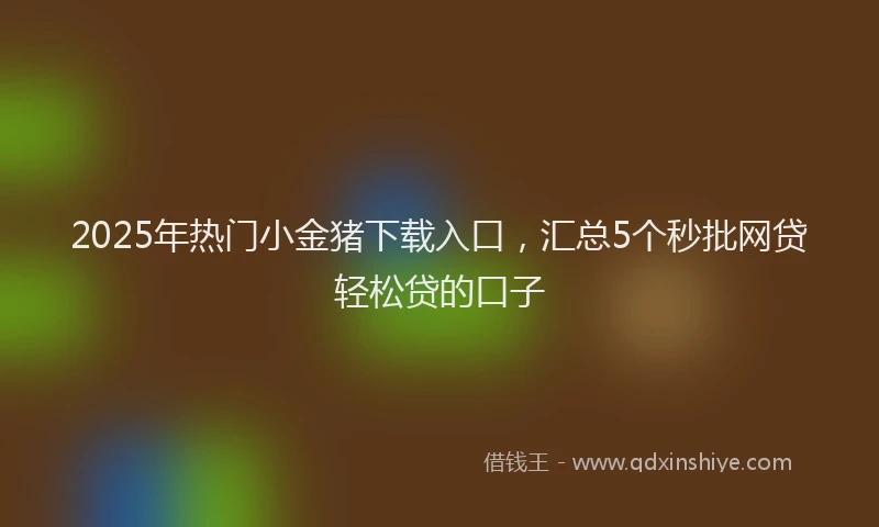 2025年热门小金猪下载入口，汇总5个秒批网贷轻松贷的口子
