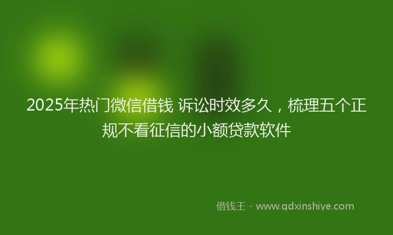 2025年热门微信借钱 诉讼时效多久，梳理五个正规不看征信的小额贷款软件
