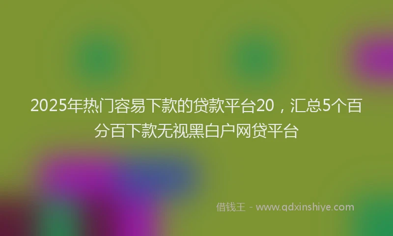 2025年热门容易下款的贷款平台20，汇总5个百分百下款无视黑白户网贷平台